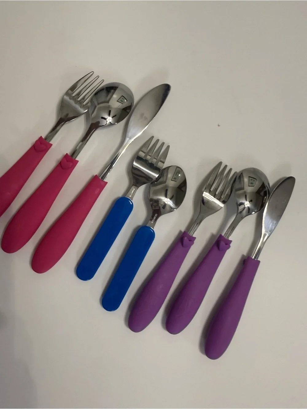 Toddlers- Kids Colorful Everyday Flatware Set — Pink, Blue & Purple Handles
